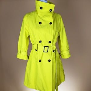 Black Rivet Neon Yellow Trenchcoat Rain Jacket